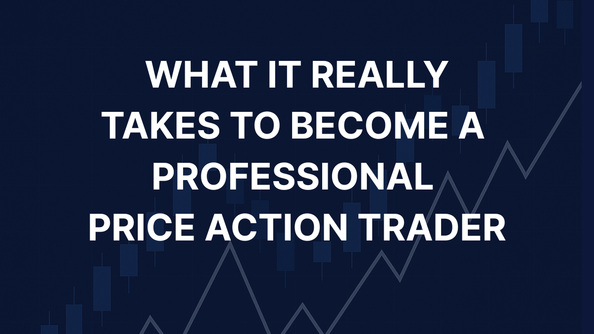 What it really takes to become a professional price action trader – dark blue chart background with candlestick patterns