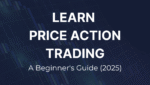 "Learn Price Action Trading 2025 – Beginner-friendly banner with candlestick chart background and clean white text